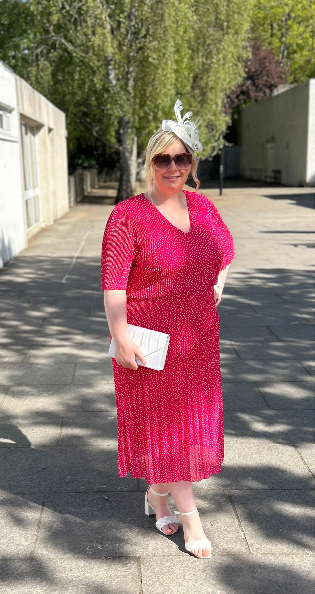 LYLA pleated V neck midi dress