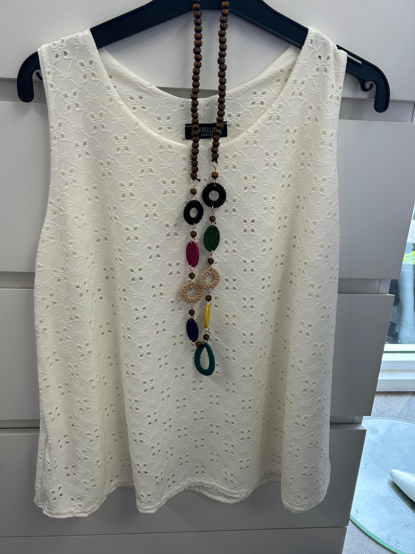 ROMANE Sleeveless Broderie Anglaise Top