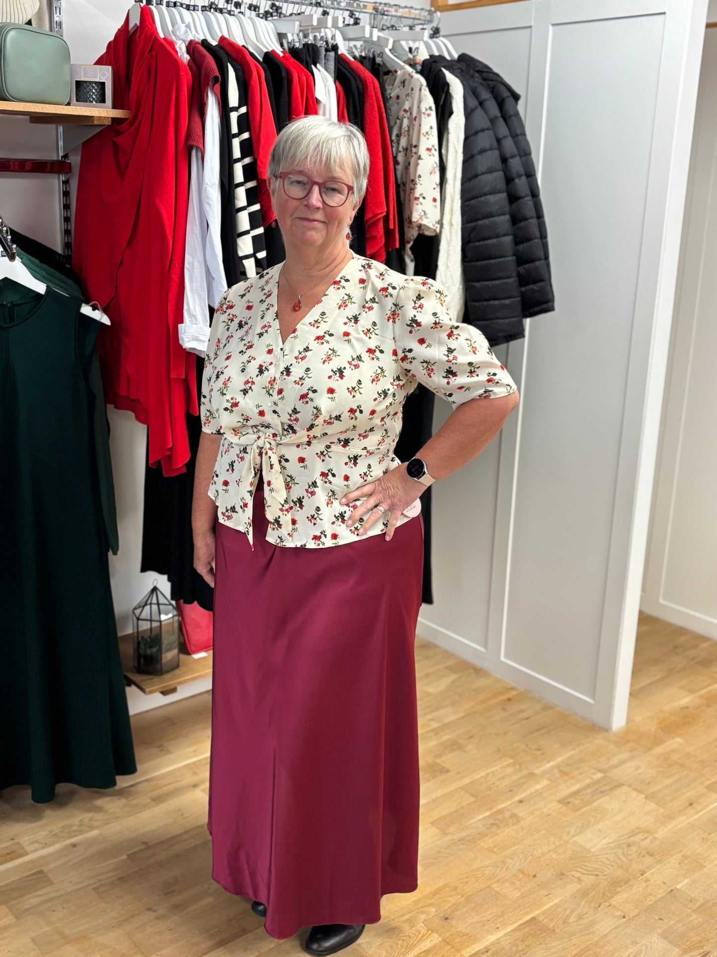 SIENNA Curve Satin Style Maxi Skirt