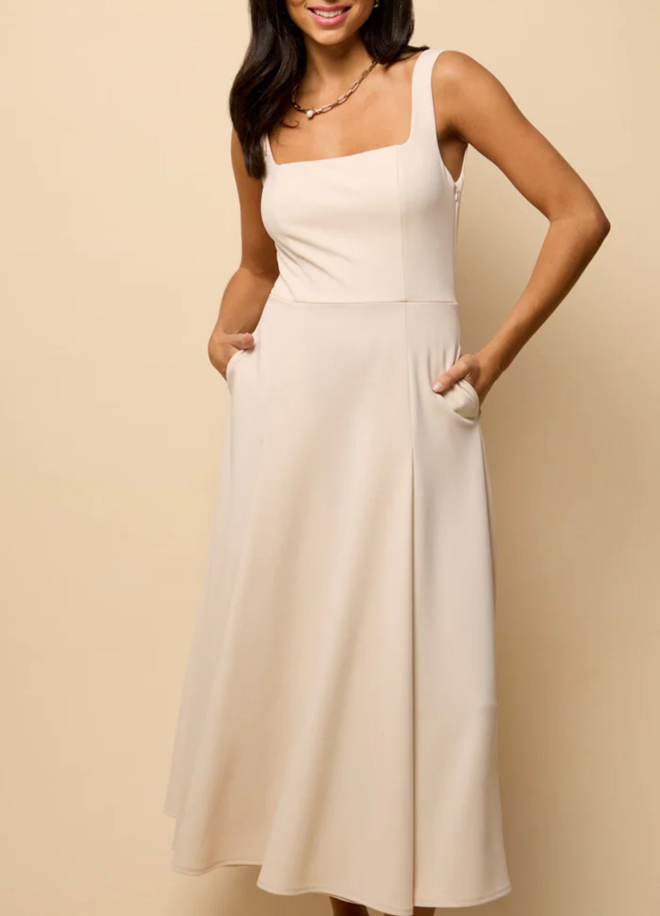HARPER Square Neck Midi Dress