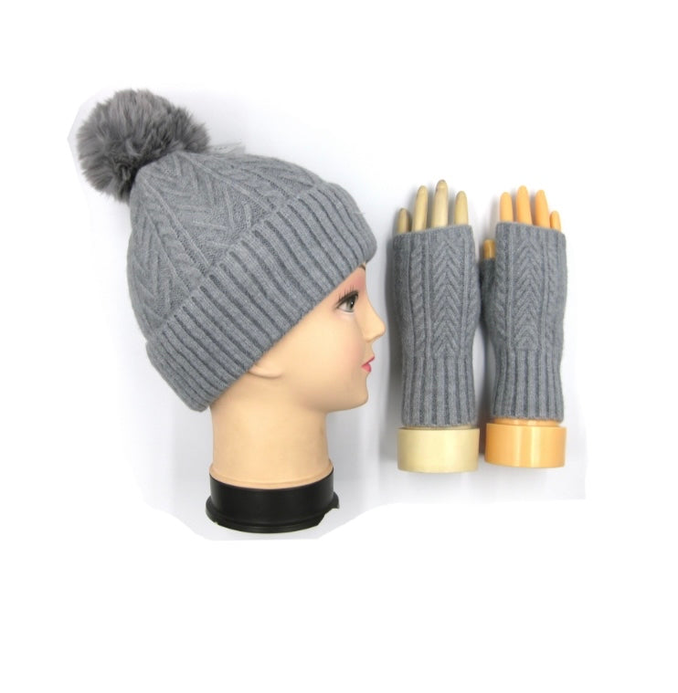 LUXE Cashmere Blend Hat & Fingerless Gloves Set