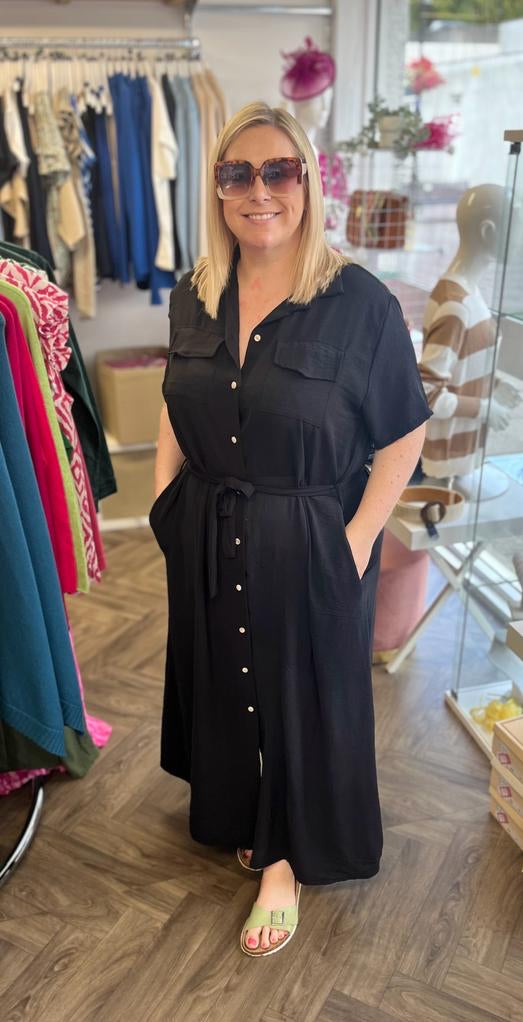 GRACE Curve Maxi Shirt Dress
