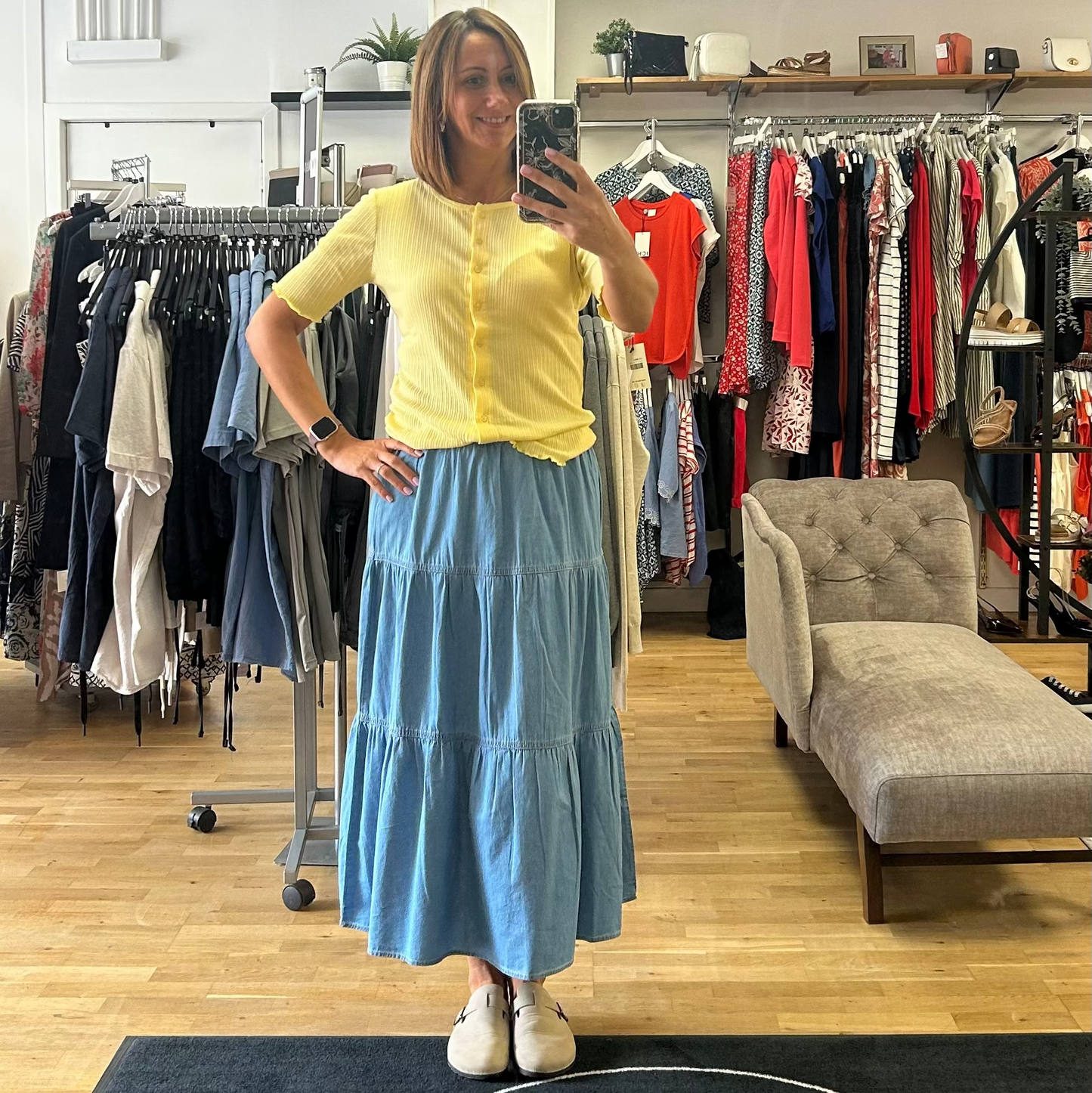 KASHE Tiered Maxi Skirt