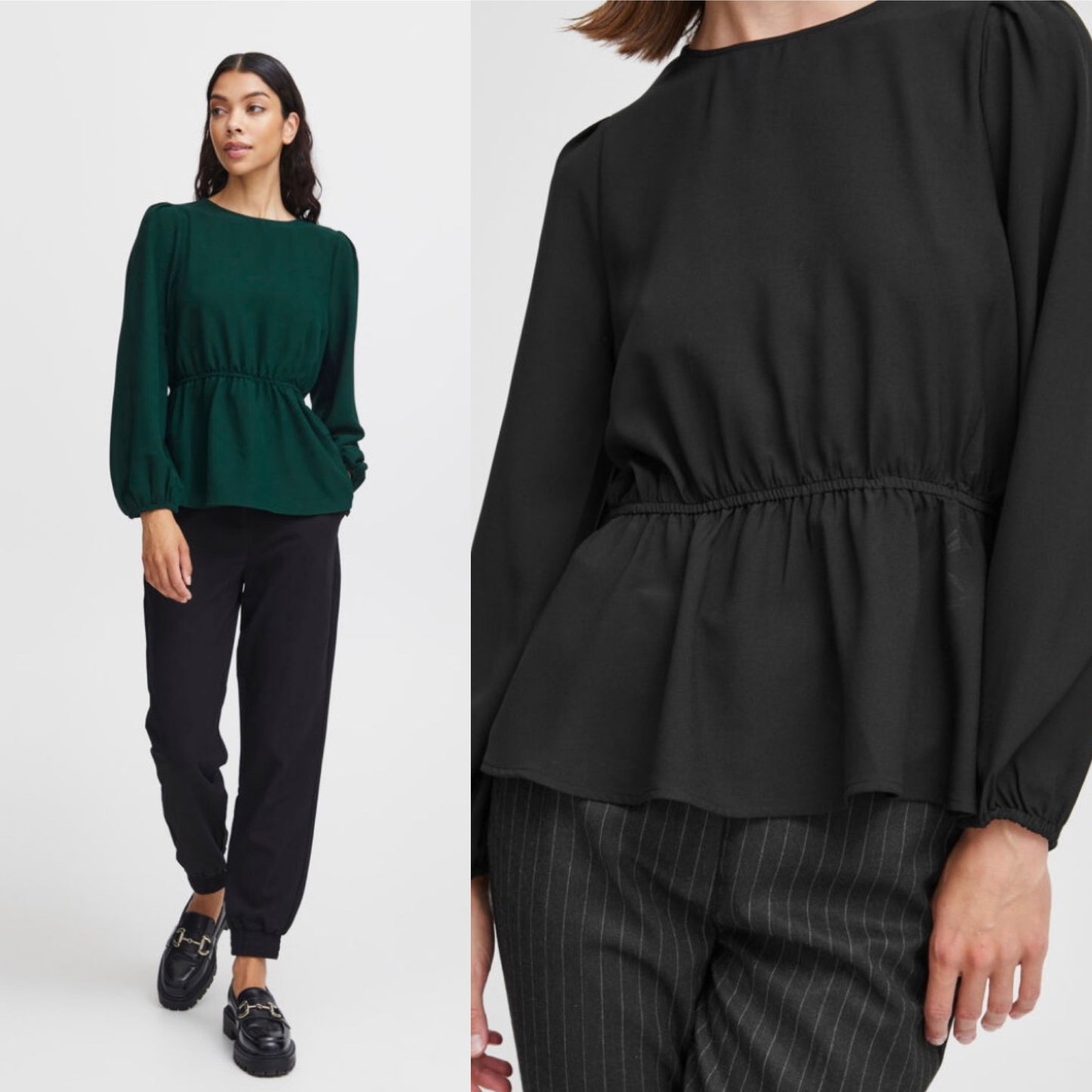BYoung HACA Peplum Long Sleeve Blouse