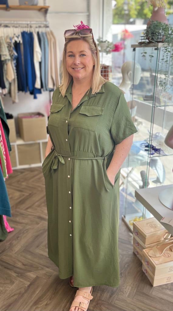GRACE Curve Maxi Shirt Dress