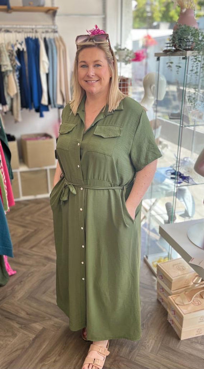 GRACE Curve Maxi Shirt Dress
