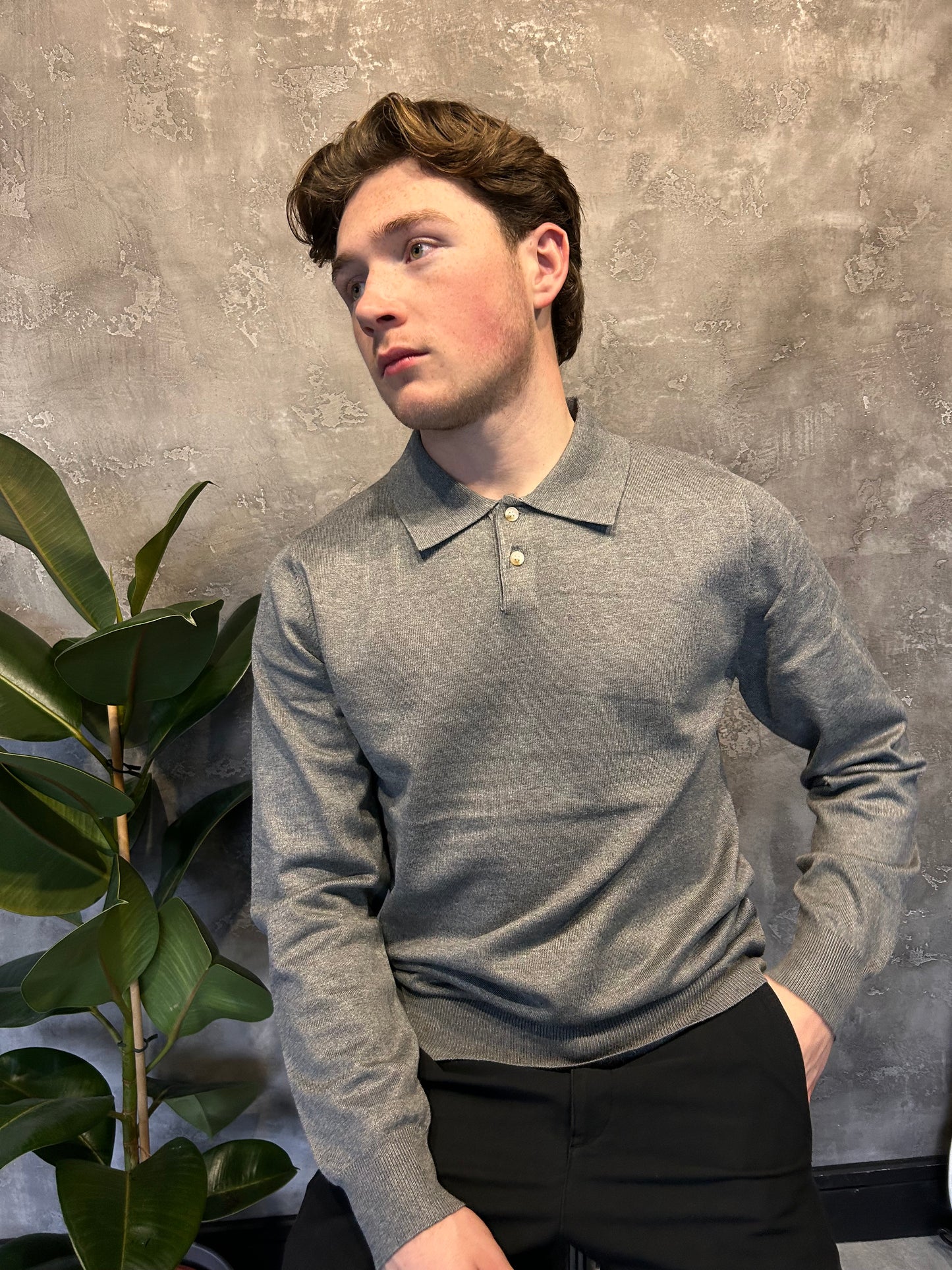 GABRIEL Knitted Long Sleeve Polo shirt