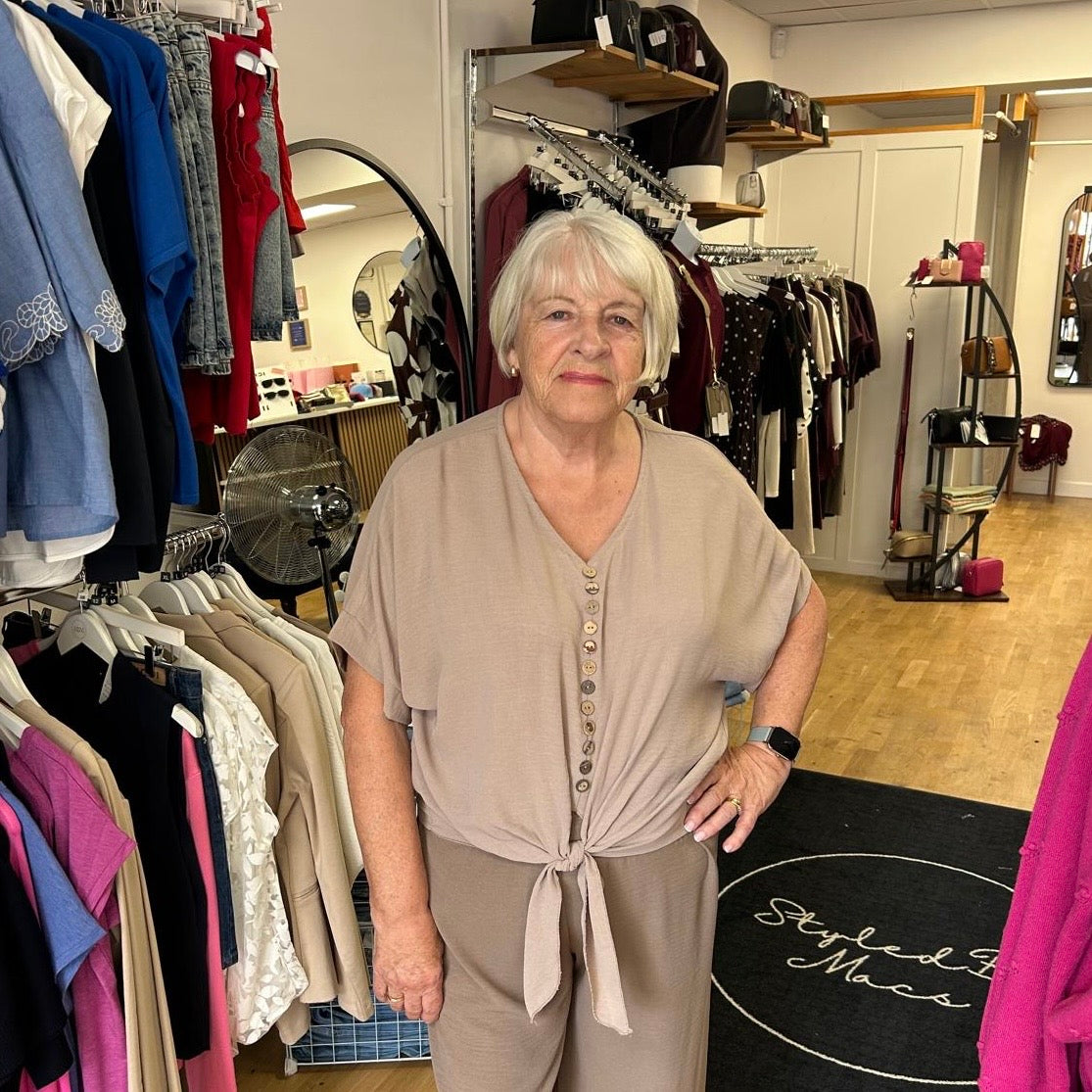 TIA V Neck Tie Front Top