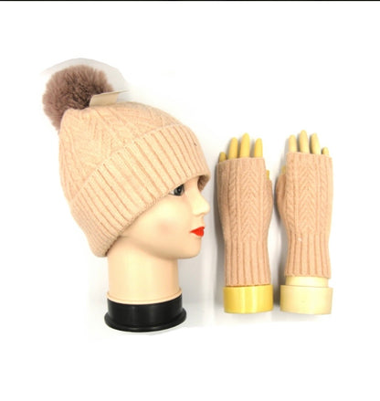 LUXE Cashmere Blend Hat & Fingerless Gloves Set