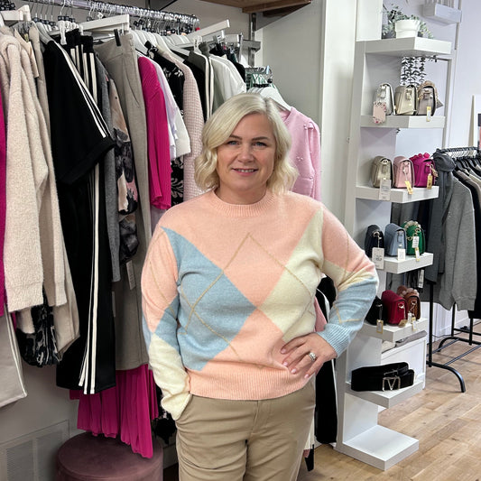 MAGNOLIA Argyle Round Neck Jumper