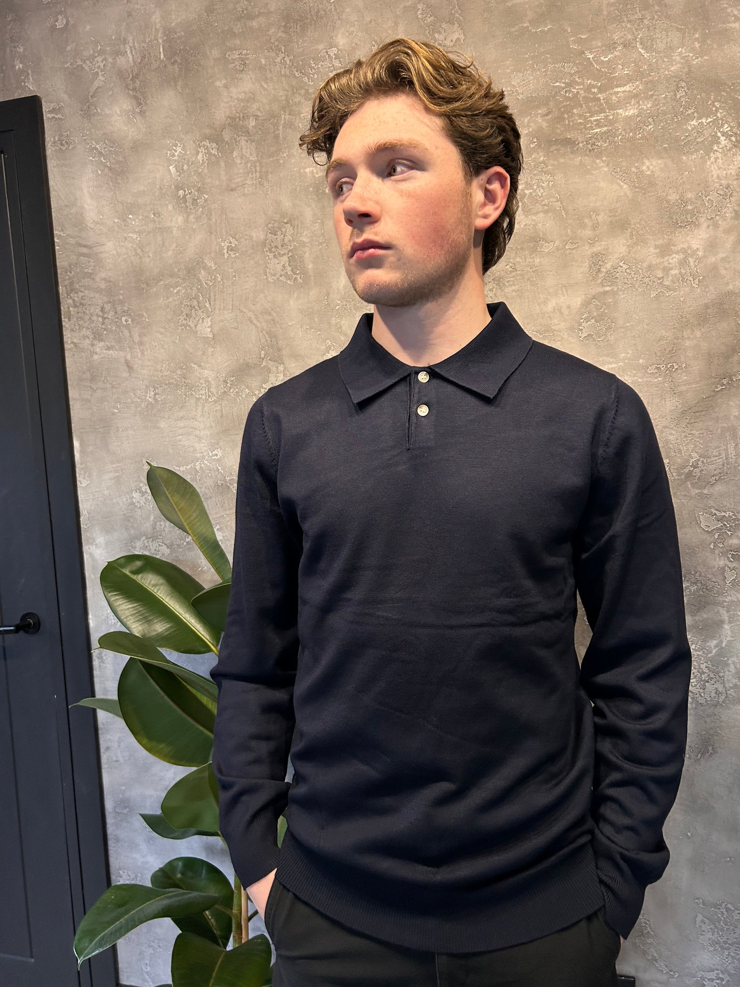 GABRIEL Knitted Long Sleeve Polo shirt