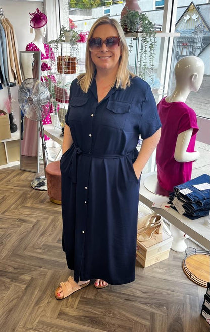 GRACE Curve Maxi Shirt Dress