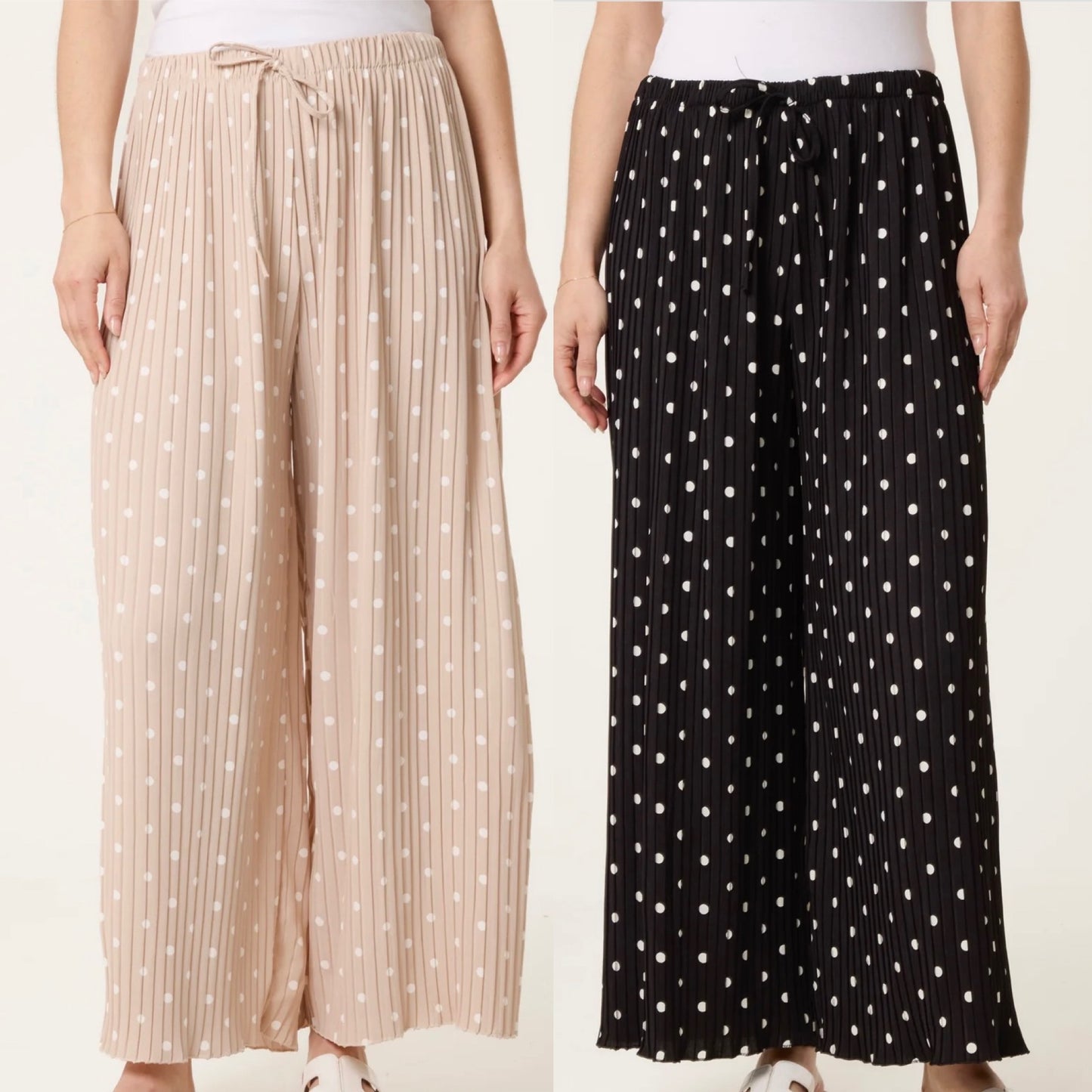 Rachel Wide Leg Plisse Spot Trousers