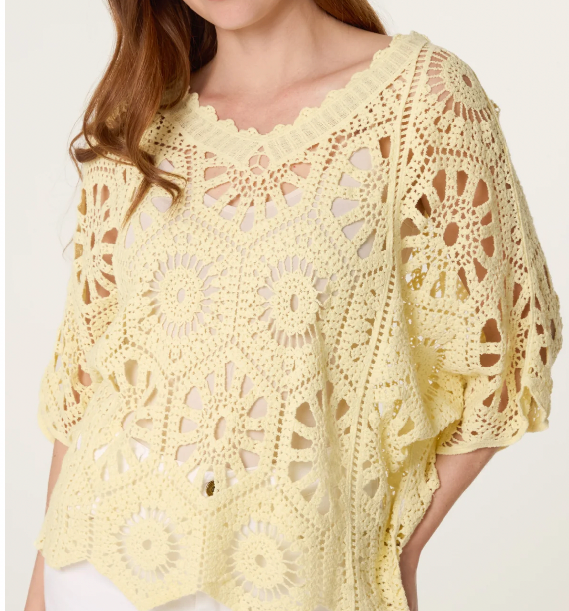 CLARA V Neck Crochet Top