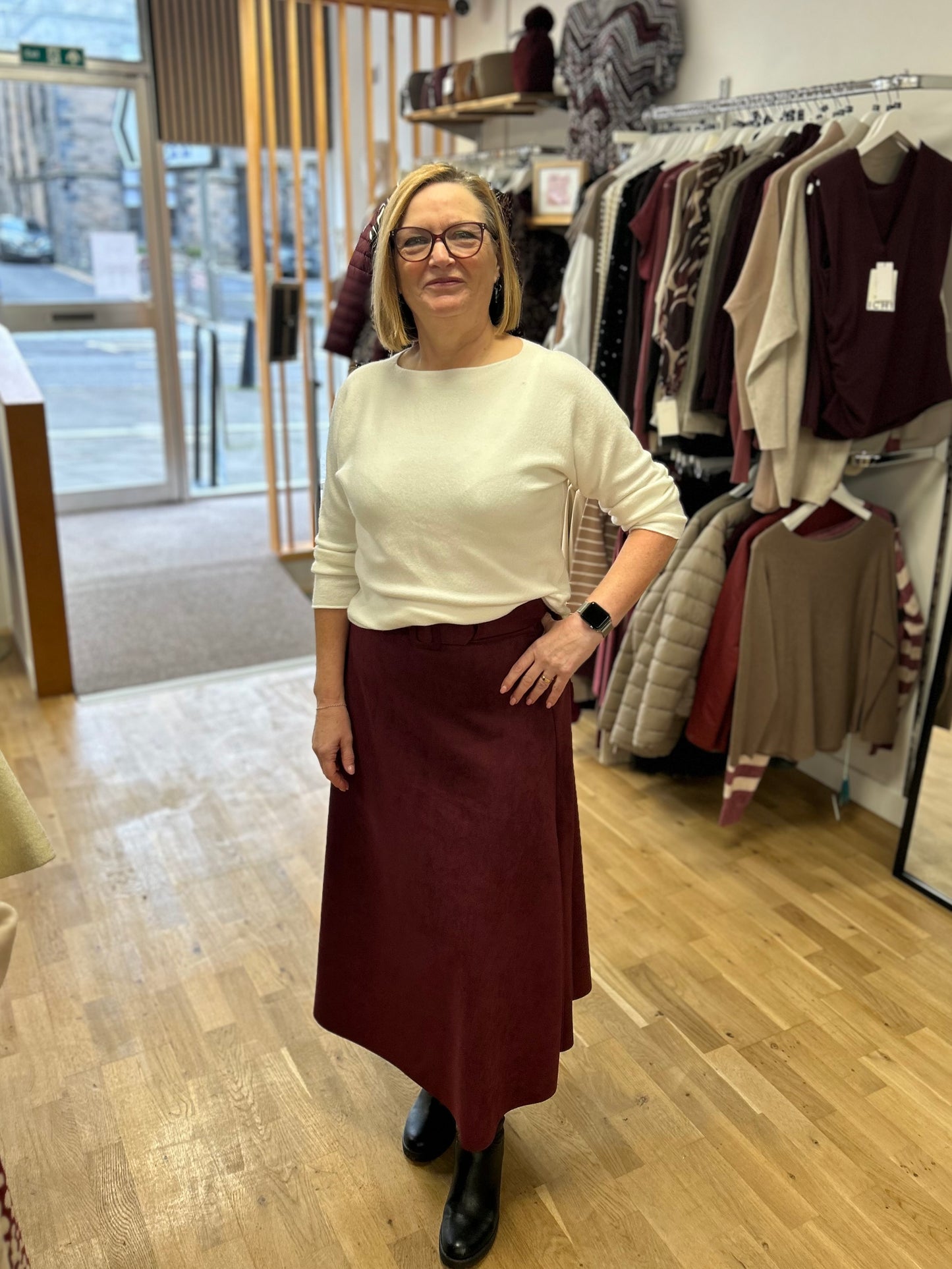 STELLA Faux Suede Midi Skirt