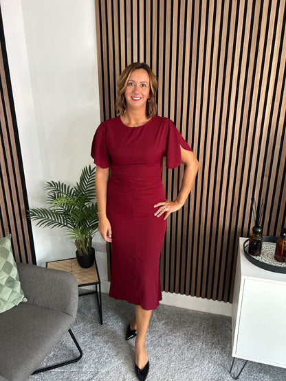 CLEO Ruched Detail Midi Dress