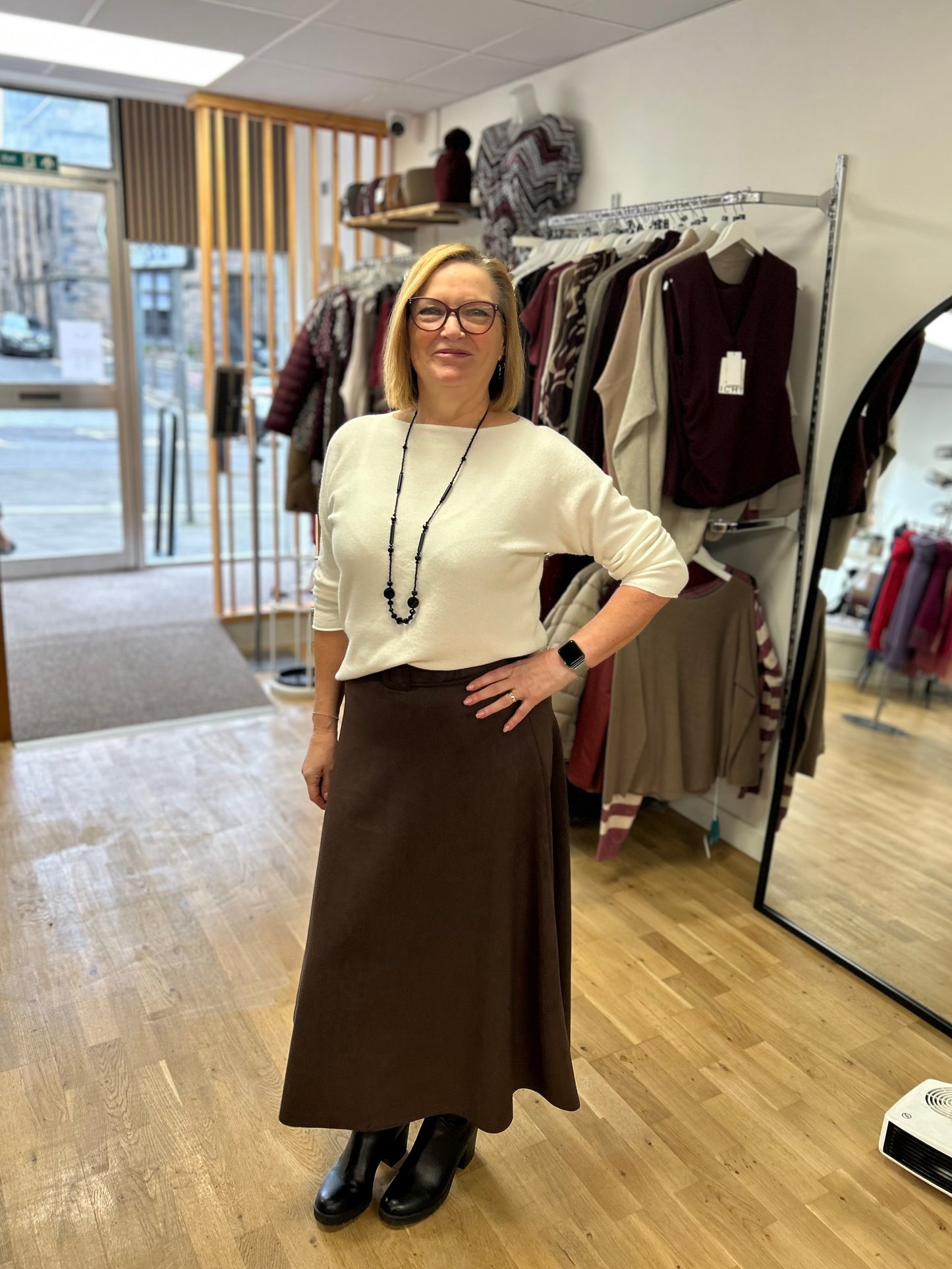 STELLA Faux Suede Midi Skirt