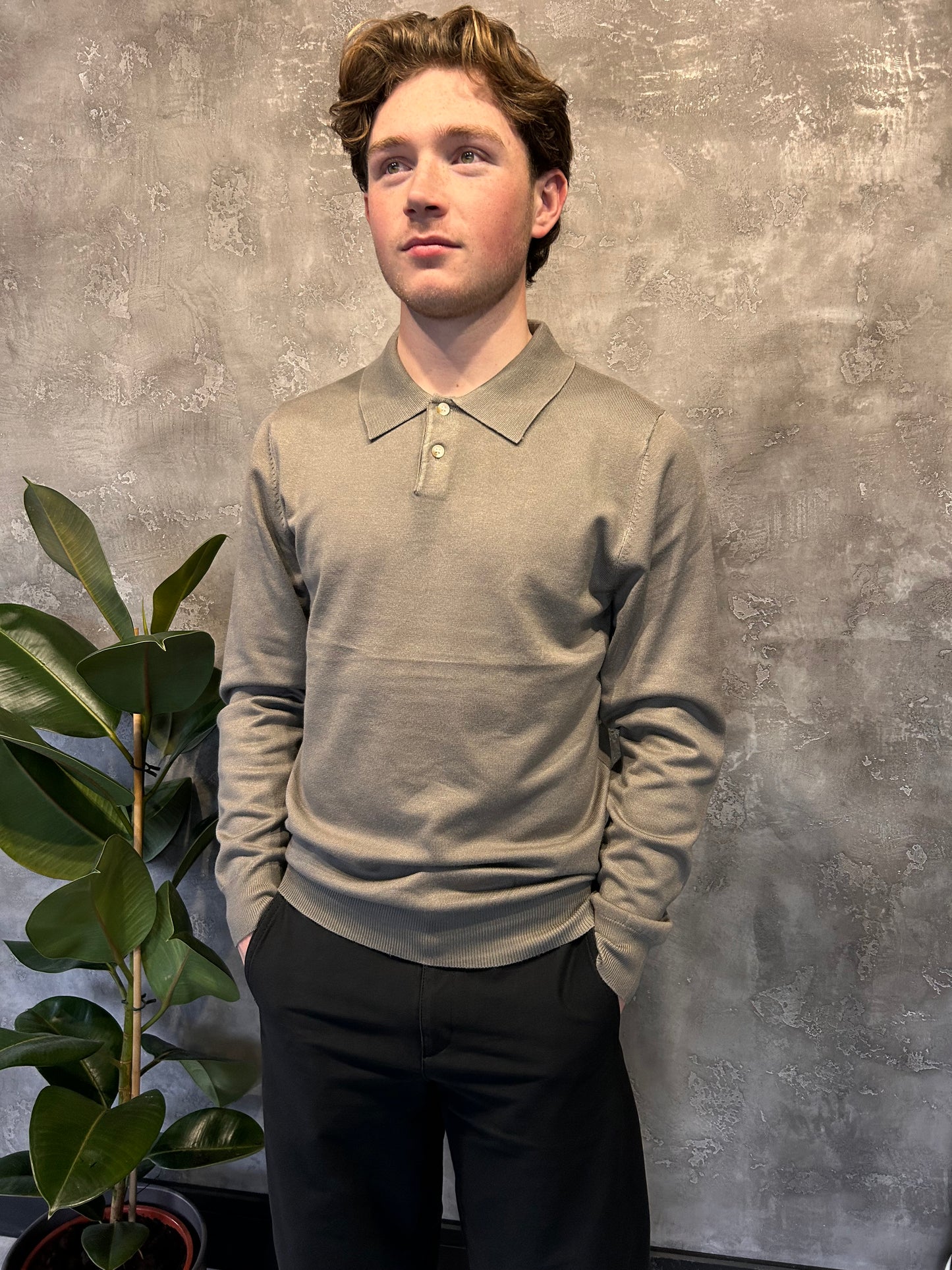 GABRIEL Knitted Long Sleeve Polo shirt