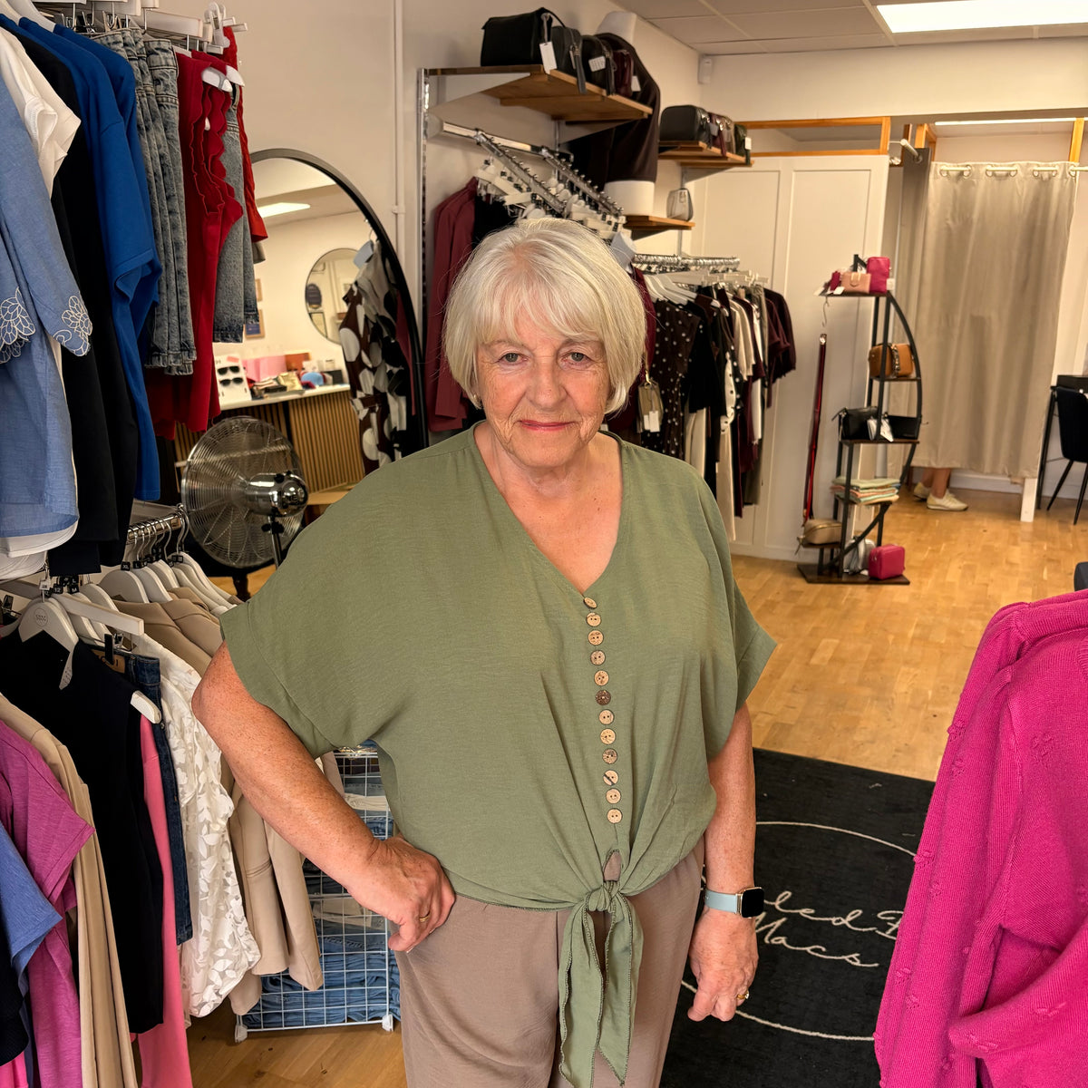 TIA V Neck Tie Front Top