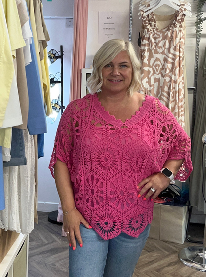 CLARA V Neck Crochet Top