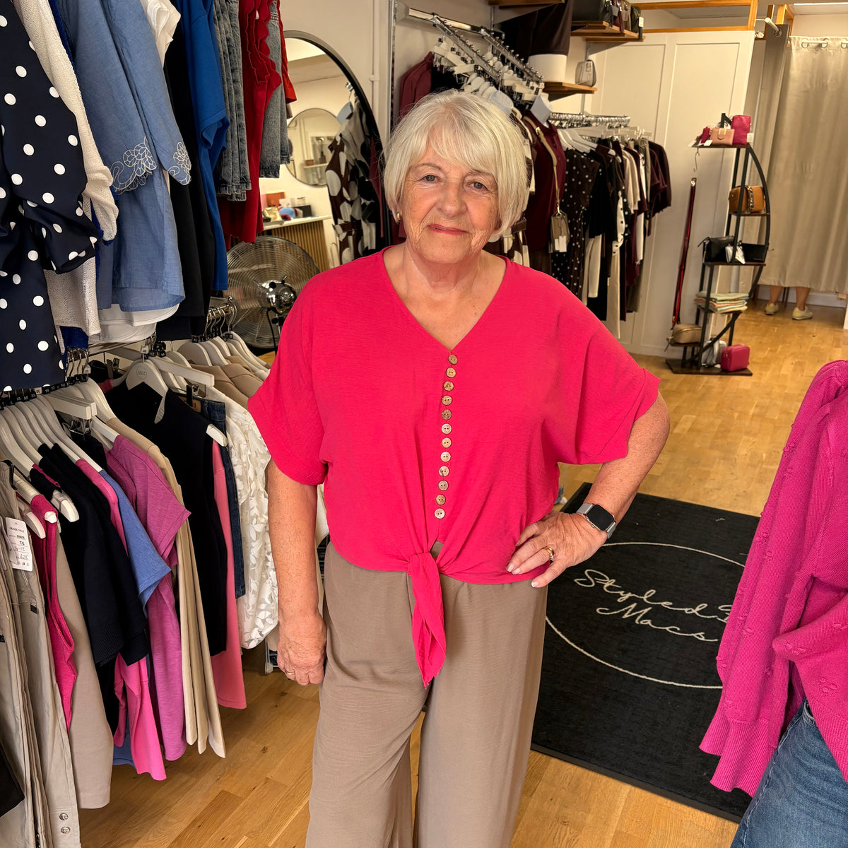 TIA V Neck Tie Front Top