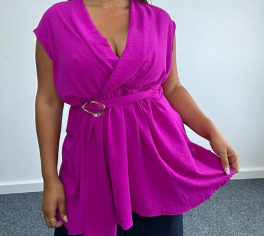 INDIGO Curve Buckle Blouse