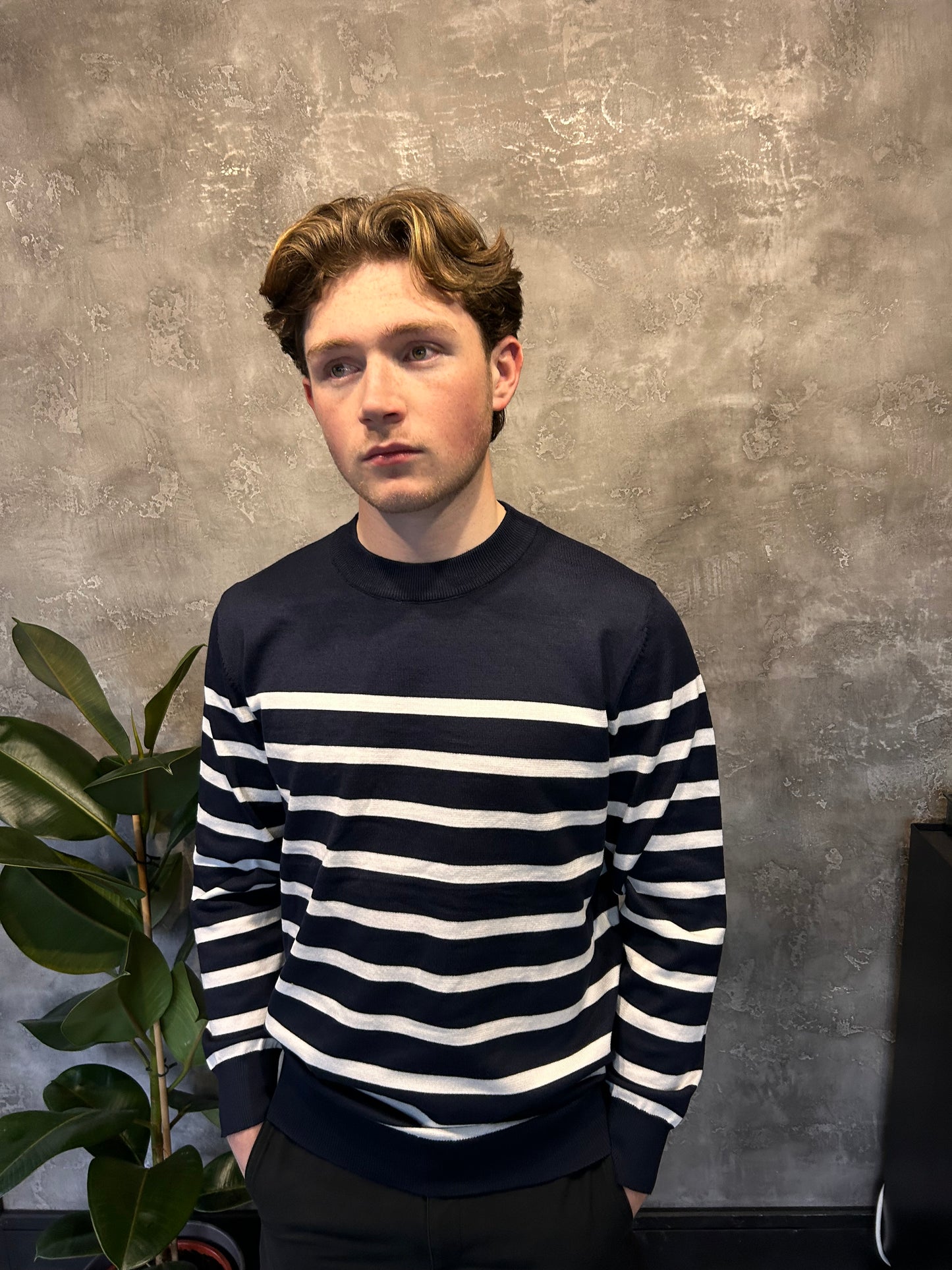 THEO Striped Round Neck Jumper