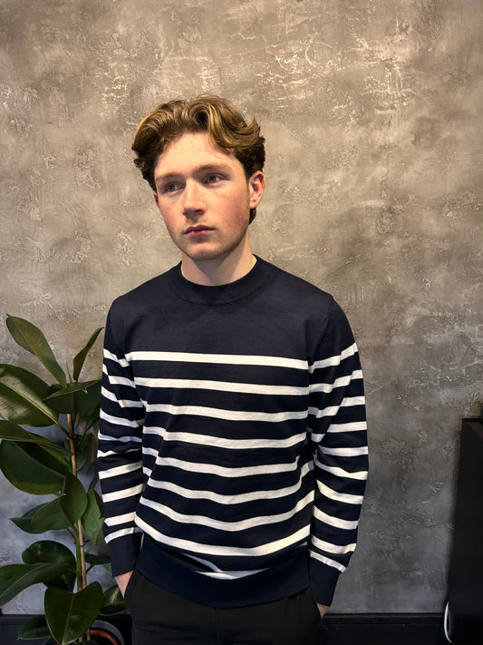 THEO Striped Round Neck Jumper