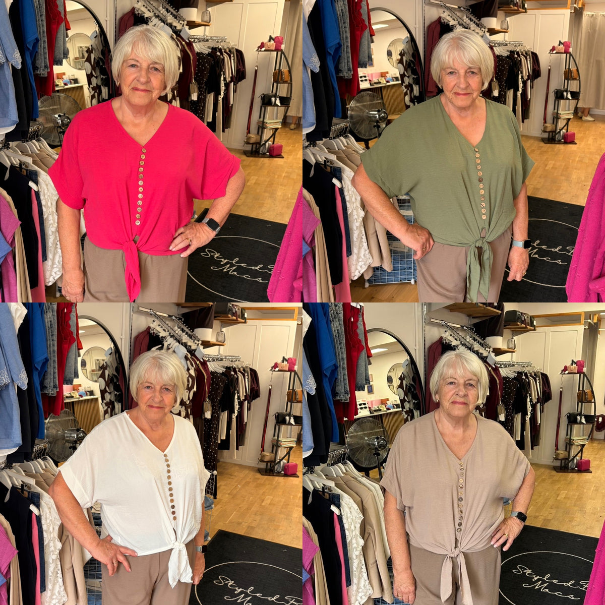 TIA V Neck Tie Front Top