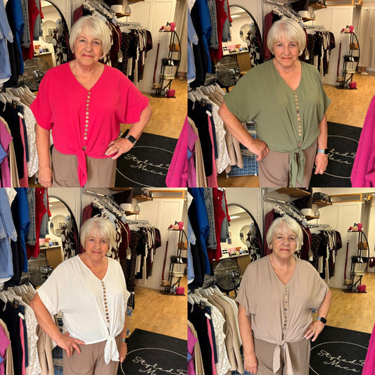 TIA V Neck Tie Front Top