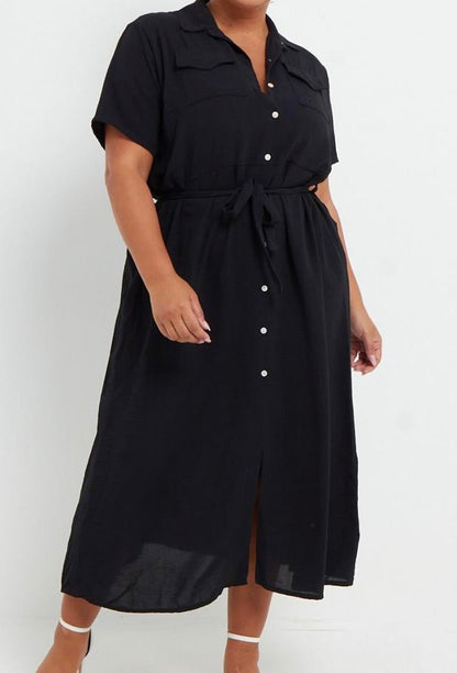 GRACE Curve Maxi Shirt Dress