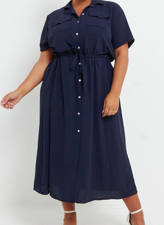 GRACE Curve Maxi Shirt Dress