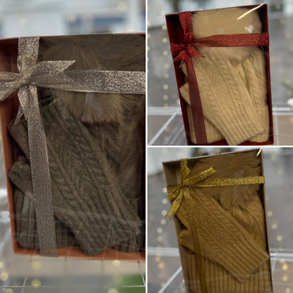 LUXE Cashmere Blend Hat & Fingerless Gloves Set