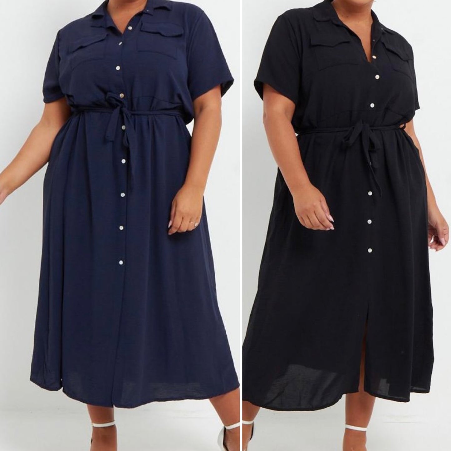 GRACE Curve Maxi Shirt Dress