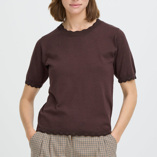 MORLA Ruffle Neck Knitted Tshirt