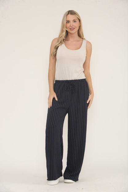 RACHEL Wide Leg Pinstripe Trousers